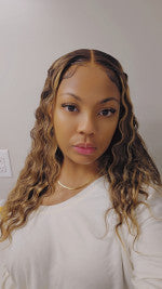 Pre-Styled Honey Blonde Highlight Wig Glueless 13x4 Crimped Wavy Lace Front Wig Ready to Go
