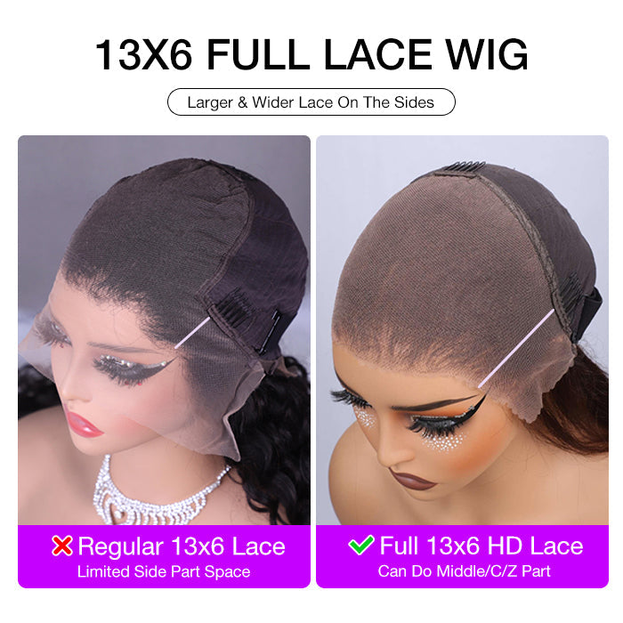 13x6 Full Lace Frontal Pre-Styled Loose Body Wave Wigs With Curtain Bangs Human Hair Pre Bleached Brailian Wigs For Women
