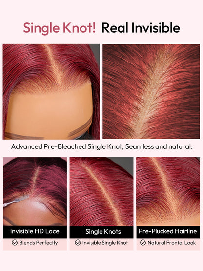 Cherry Cola Red 40 Inch Straight Long Wig 250% High Density Super Invisible 13x6 LY Lace Human Hair Colored Wig