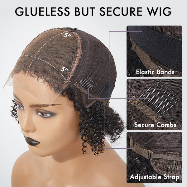 Layered Bangs Silky Straight Glueless 5x5 Closure HD Lace Wig