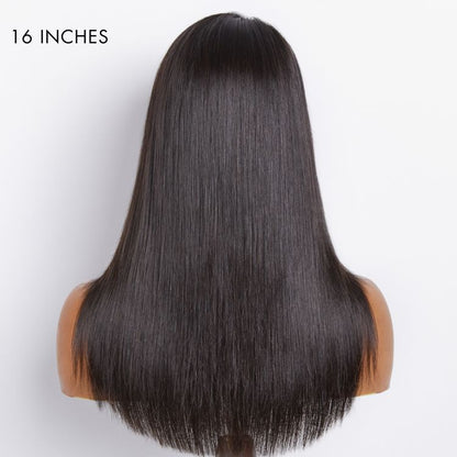 Layered Bangs Silky Straight Glueless 5x5 Closure HD Lace Wig