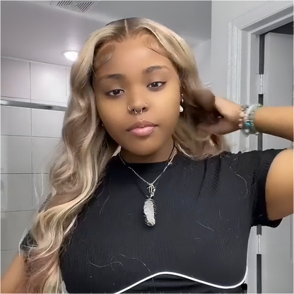 Body Wave P18/613 Highlight 13x4 HD Lace Frontal Wigs Human Hair Ash Blonde Colored Wigs For Women