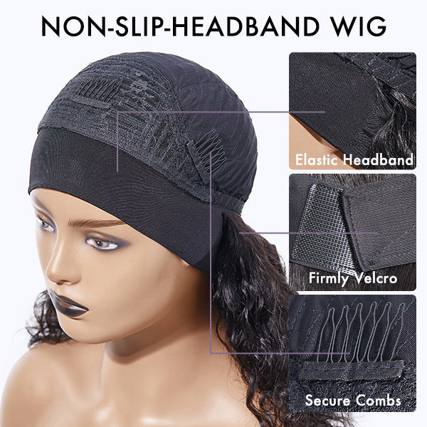 Put On & Go Silky Straight Headband Wig Beginner Friendly 100% Human Hair (Get Free Trendy Headbands) - US Only