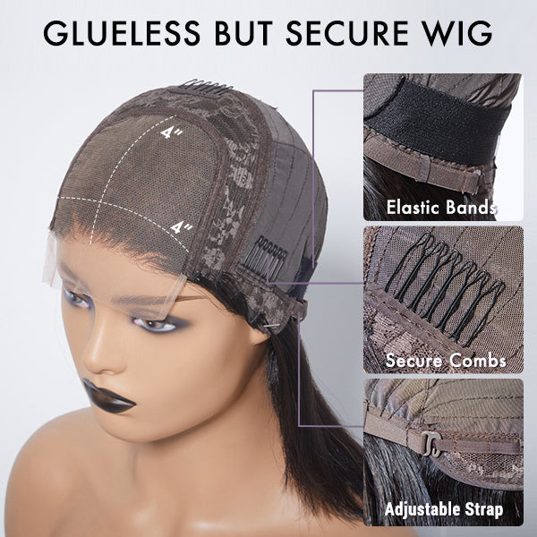 Effortless Straight 4x4 Closure Lace Glueless Mid Part Long Wig 100% Human Hair -US Only