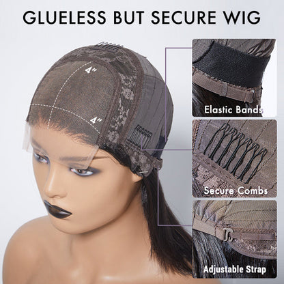 Effortless Straight 4x4 Closure Lace Glueless Mid Part Long Wig 100% Human Hair -US Only