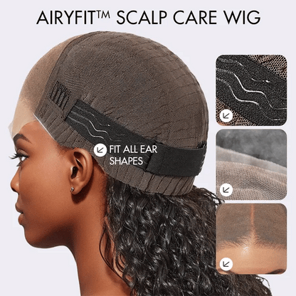 AiryFit™ Scalp Care Wigs - Blonde Highlight Water Wave Snugfit Glueless 5x5 Closure Lace Long Curly Wig Pre-Cut Lace - US Only