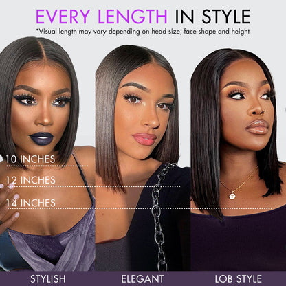 Luvme All-Day Comfort™ Wig Blunt Cut Bob Glueless Minimalist HD Lace Short Human Hair Wig Pre-Cut Lace