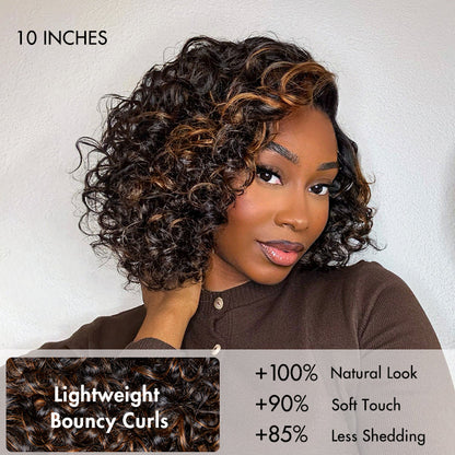 Luvme Hair Mature Bouncy Curl Left C Part Glueless Minimalist HD Lace Wig Pre-Cut Lace