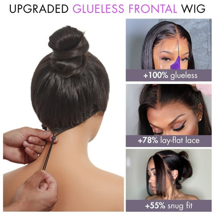 PreMax Wigs - 180% Density Body Wave / Straight Glueless 13x4 Frontal Lace Long Wig Pre-Cut Lace