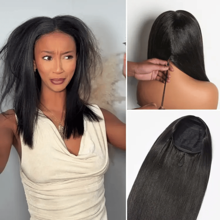 Luvme Too Easy Texture™ 3-In-1 Half Wig 180% Density Kinky Curly / Yaki Straight Glueless Flexi-Fit Drawstring Wig