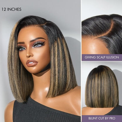 Luvme All-Day Comfort™ Wig Blunt Cut Bob Glueless Minimalist HD Lace Short Human Hair Wig Pre-Cut Lace