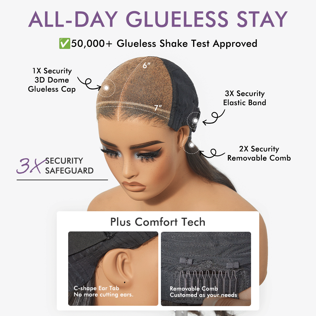 Luvme All-Day Comfort™ Wig 180% Density Butterfly Cut Layered Loose Body Wave Glueless 7x6 Closure HD Lace Human Hair Wig Pre-Cut Lace