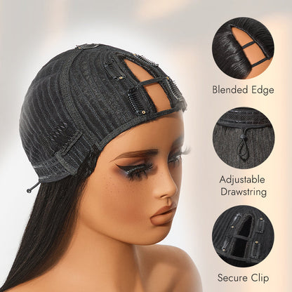 Luvme Too Easy Texture™ 180% Density Yaki Straight Glueless V Part Flexi-Fit Drawstring Wig Beginner Friendly