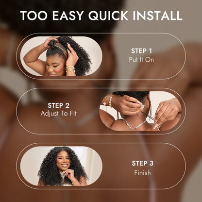 Luvme Too Easy Texture™ Wig 180% Density  Kinky Curly / Yaki Straight Glueless V Part Flexi-Fit Drawstring Wig
