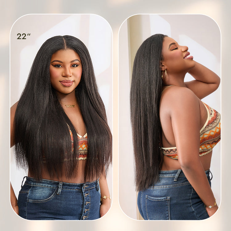 Luvme Too Easy Texture™ 180% Density Yaki Straight Glueless V Part Flexi-Fit Drawstring Wig Beginner Friendly