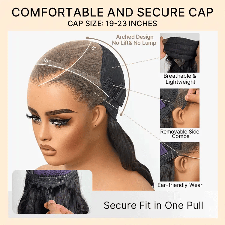 NatureMAX™ 200% Density Loose Wave Glueless 13x6 HD Lace Front Wig Human Hair Pre-Cut Lace Flexi-Fit Drawstring Cap