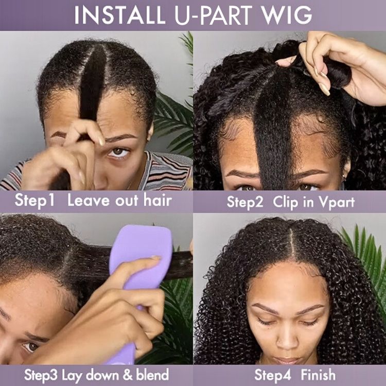 Body Wave / Straight / Kinky / Deep Wave Human Hair U Part Wig