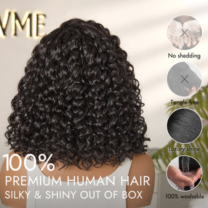 Ready to Go Water Wave Short Curly Bob Wig Glueless Minimalist HD Lace Wig Pre-Cut Lace