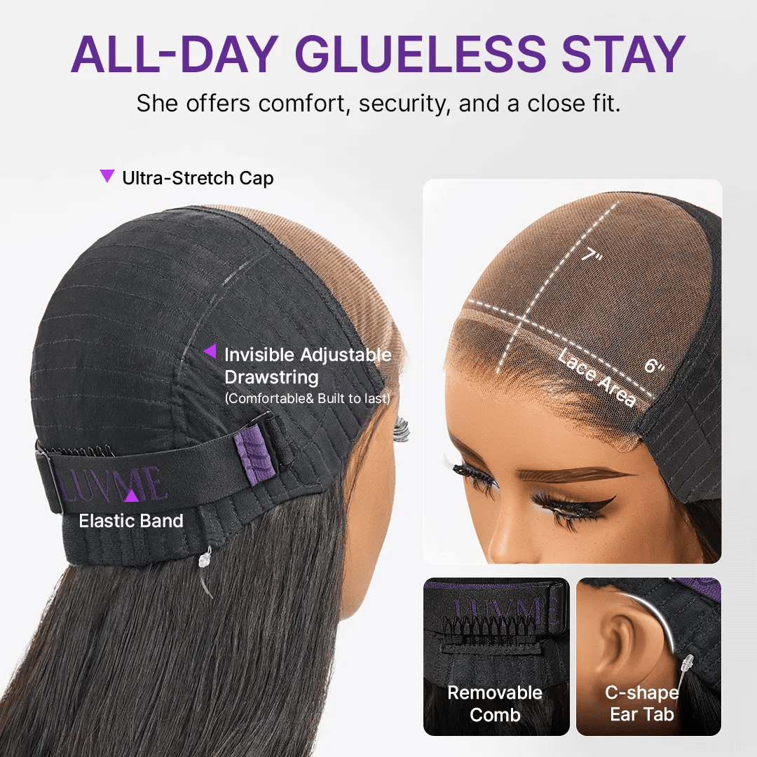 MyOwn-Fit™ PartingMax Glueless Personalized Comfort Wig 250% Density Bone Straight with Baby Hair 7x6 Closure HD Lace Wig Pre Cut & Plucked & Bleached Ready to Go