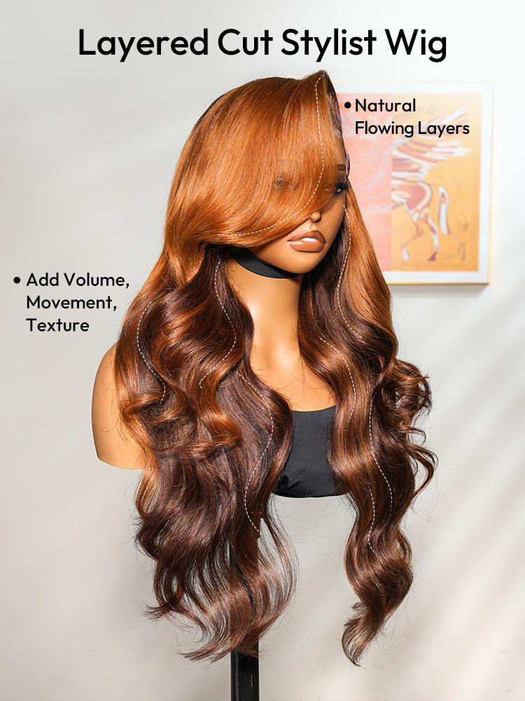 Ombre Ginger Brown Wigs Loose Body Wave Wigs 13x4 Lace Front Human Hair Wigs