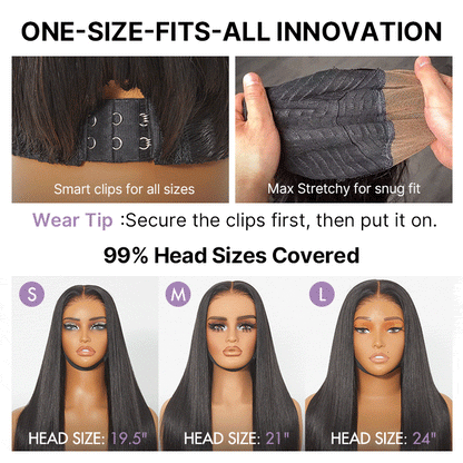 Luvme All-Day Comfort Wig 180% Density Rich Dark Plum Bone Straight with Baby Hair PartingMax Glueless 7x6 Closure HD Lace Wig Pre-Cut Lace