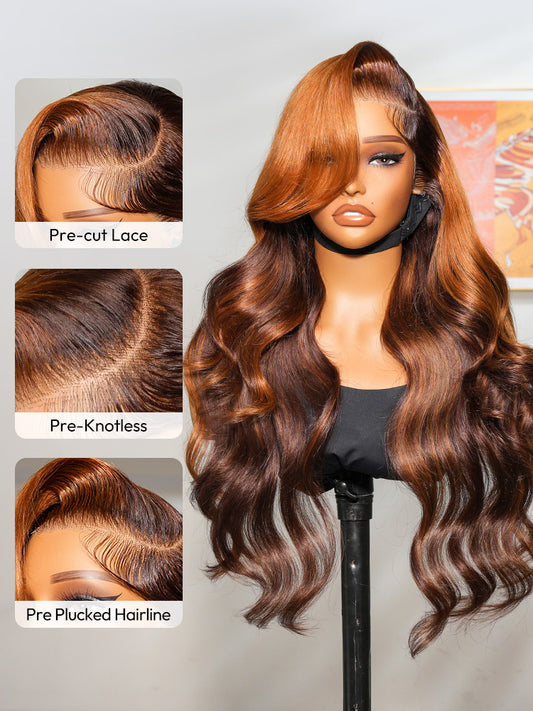 Ombre Ginger Brown Wigs Loose Body Wave Wigs 13x4 Lace Front Human Hair Wigs