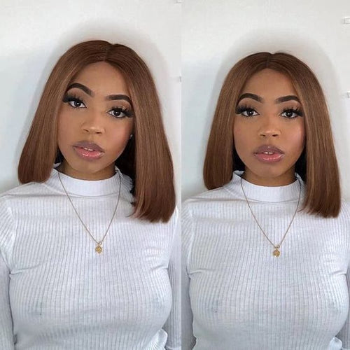 Ready To Go - Glueless Wigs Short Brown Bob Wig Straight LY Lace 5x7 Closure Wig