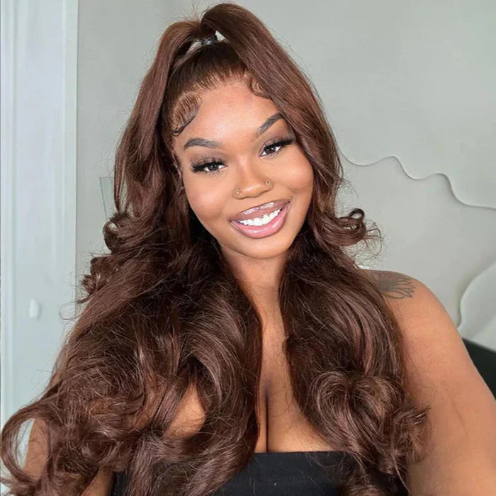 #4 Chocolate Brown Color Glueless Ready & Go Wig 8*5 Pre Cut HD Lace Closure Wigs
