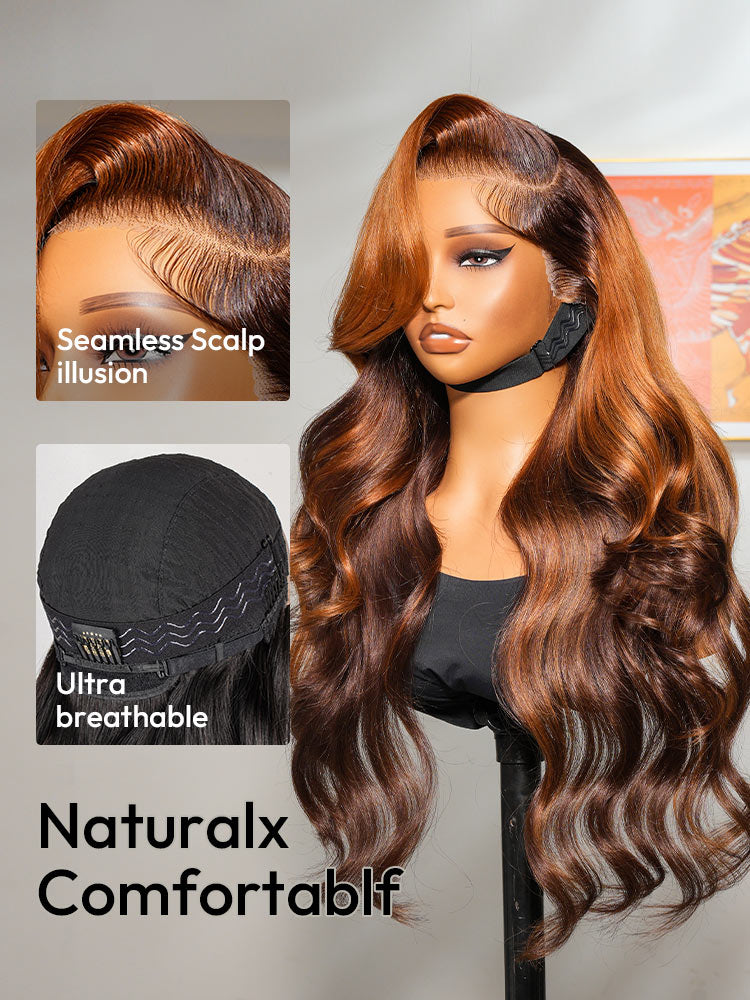 Ombre Ginger Brown Wigs Loose Body Wave Wigs 13x4 Lace Front Human Hair Wigs