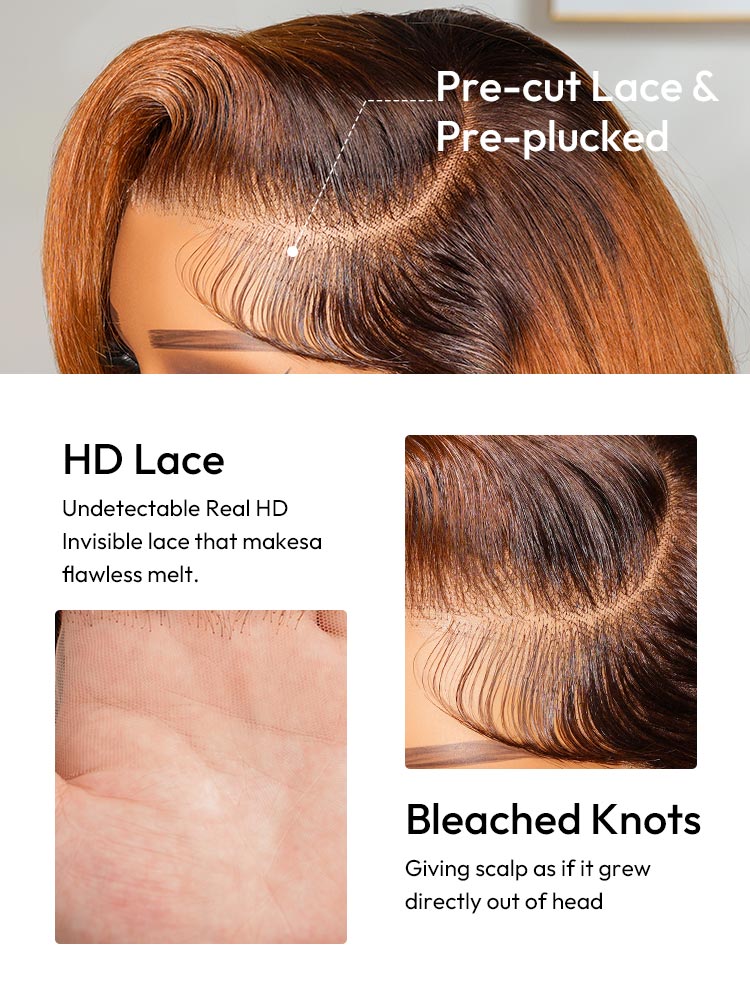 Ombre Ginger Brown Wigs Loose Body Wave Wigs 13x4 Lace Front Human Hair Wigs