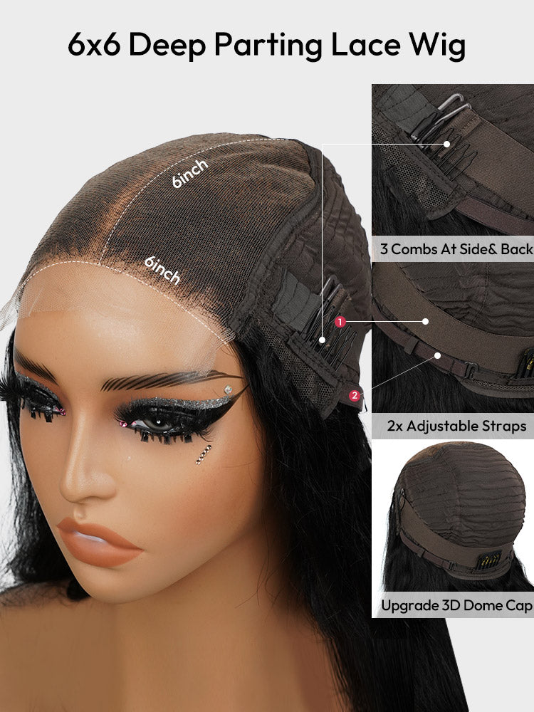 Glueless Curly Stylist Wig 6x6 Deep Parting Lace Closure Wig Ready to Go