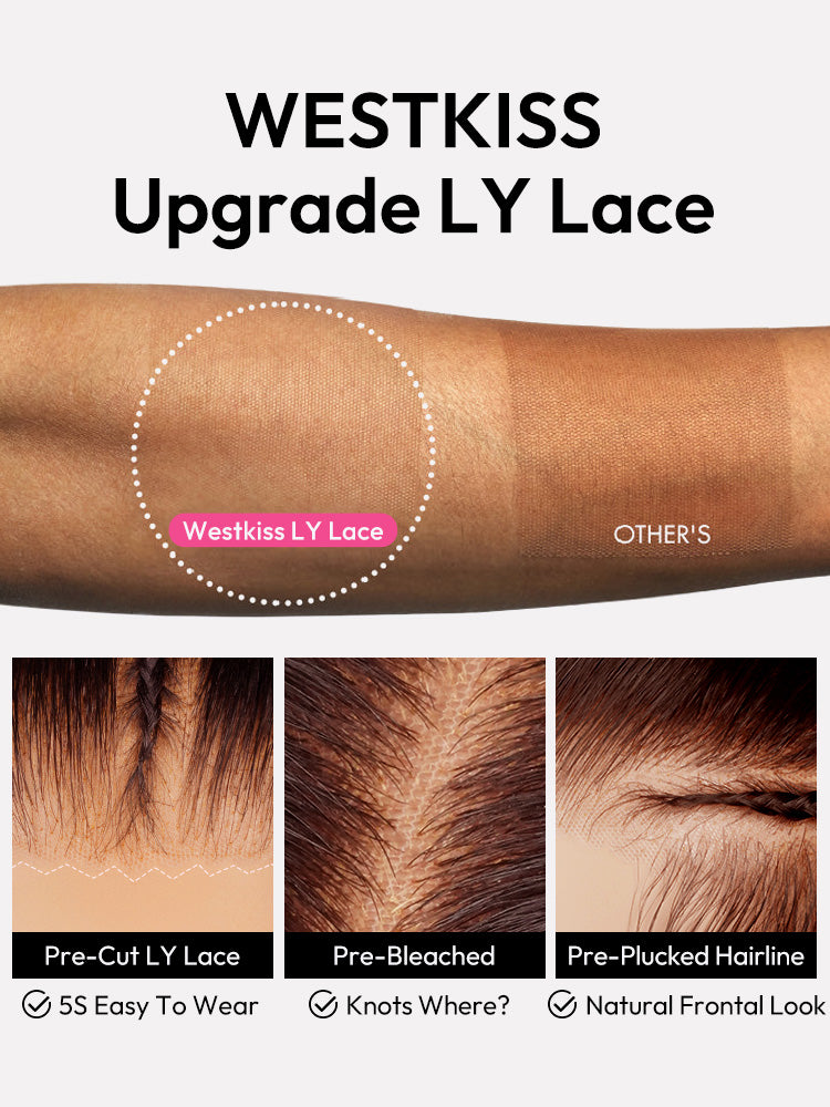 Pre-Styled Honey Blonde Highlight Wig Glueless 13x4 Crimped Wavy Lace Front Wig Ready to Go