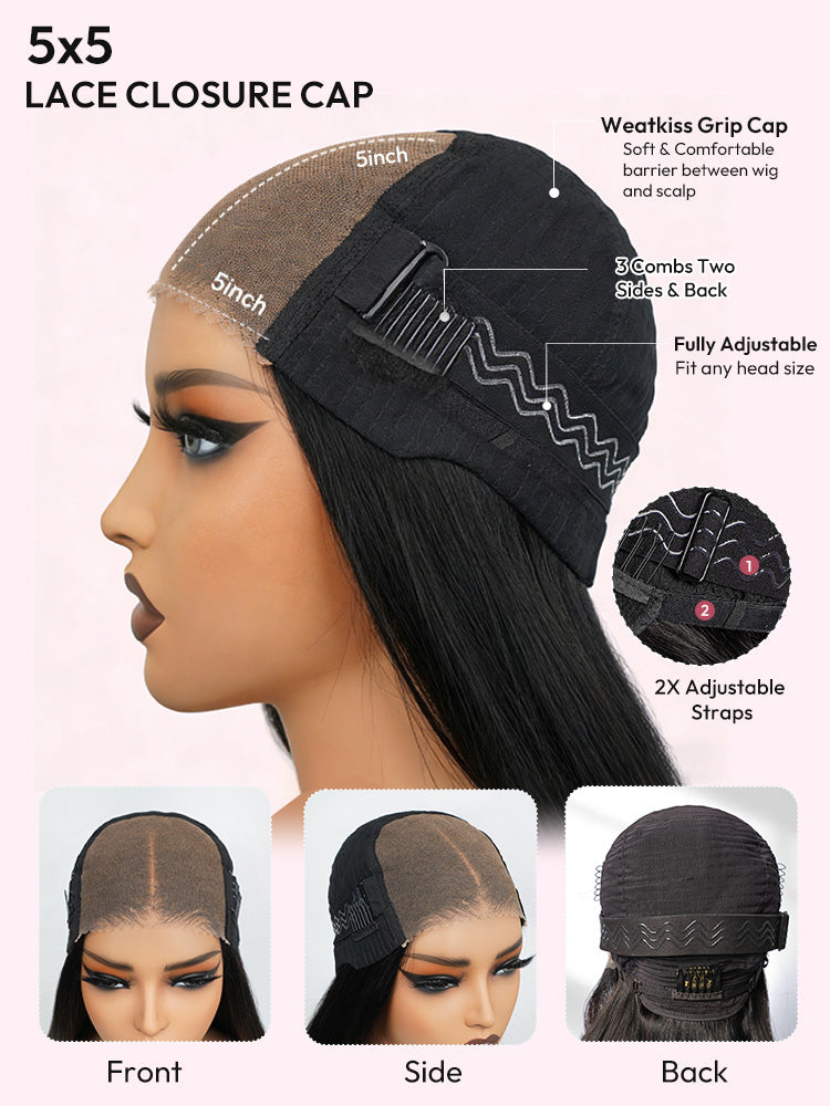 Glueless Ready To Go Wigs - Auburn Short Dark Reddish Brown Hair Super Invisible LY Lace Wigs