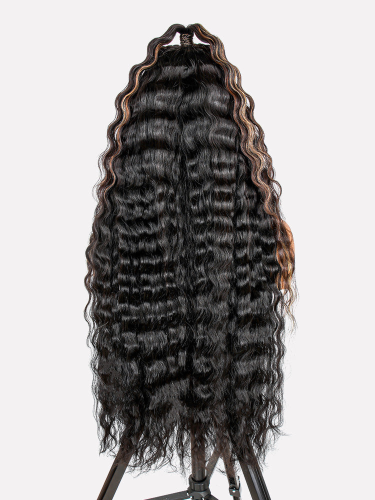 Glueless Highlight Stylist Wig Ready to Go Pre-Max Crimped Wavy 13x6 Lace Front Wig