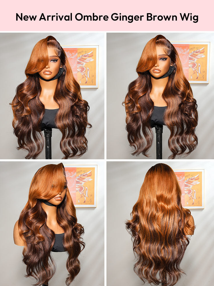 Ombre Ginger Brown Wigs Loose Body Wave Wigs 13x4 Lace Front Human Hair Wigs