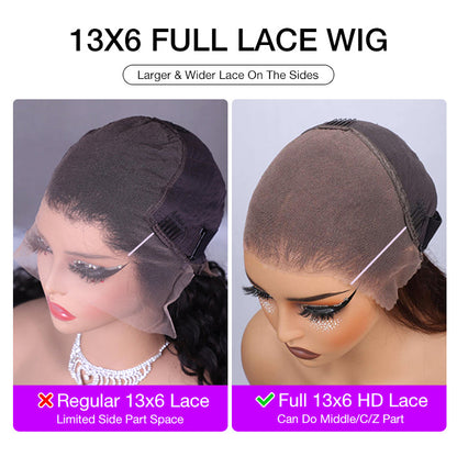 4C Kinky Edges Ombre Brown Color Kinky Straight Wigs Human Hair Pre Plucked HD Transparent 13x4 13x6 Lace Front Wigs with Drawstring Glueless Wig