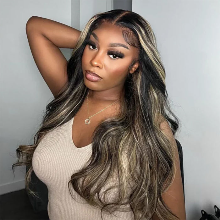20 inch=$109 Balayage 1B/27 Highlight Body Wave Glueless Pre-Cut 8x5 HD Lace Closure Human Hair Wigs 180% Density