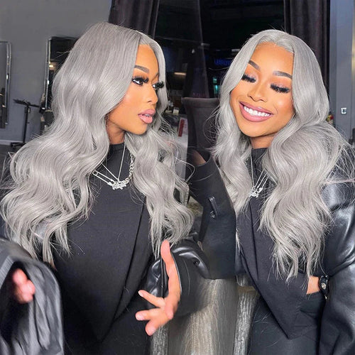 Colored Human Hair Lace Front Wigs Body Wave Gray Hair Wigs 13x6 13x4 5x5 HD Lace Wigs