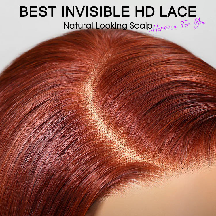 Reddish Brown Body Wave Glueless 13x4 Frontal Pre Cut HD Lace Wig Human Hair S M L Cap