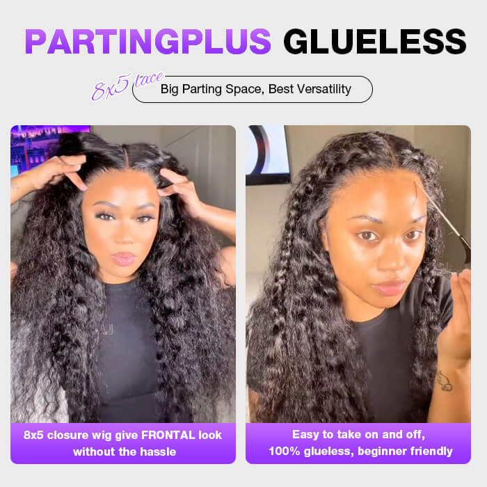 Deep Wave Glueless Wig With Elastic Drawstring 8x5 Closure HD Lace Human Hair Pre Everything Wigs No Skills Needed