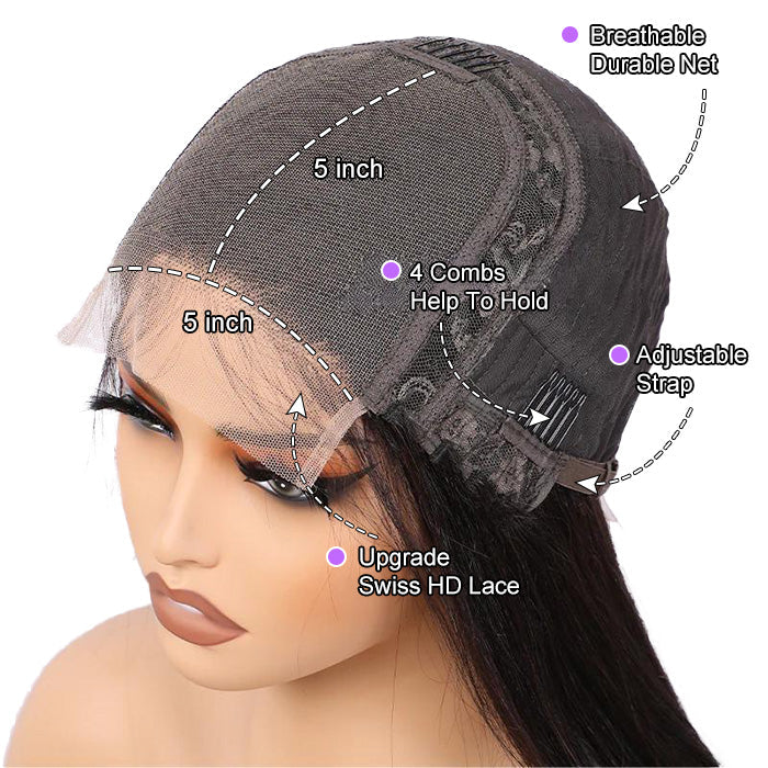 #4 Chocolate Brown 4x4/5x5 Invisible HD Lace Closure Human Hair Wigs With Pre Plucked Natural Hairline