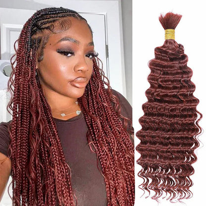Deep Wave Colored Bulk Hair 100% Human Hair Extensions Bulk for Boho Knotless Braiding