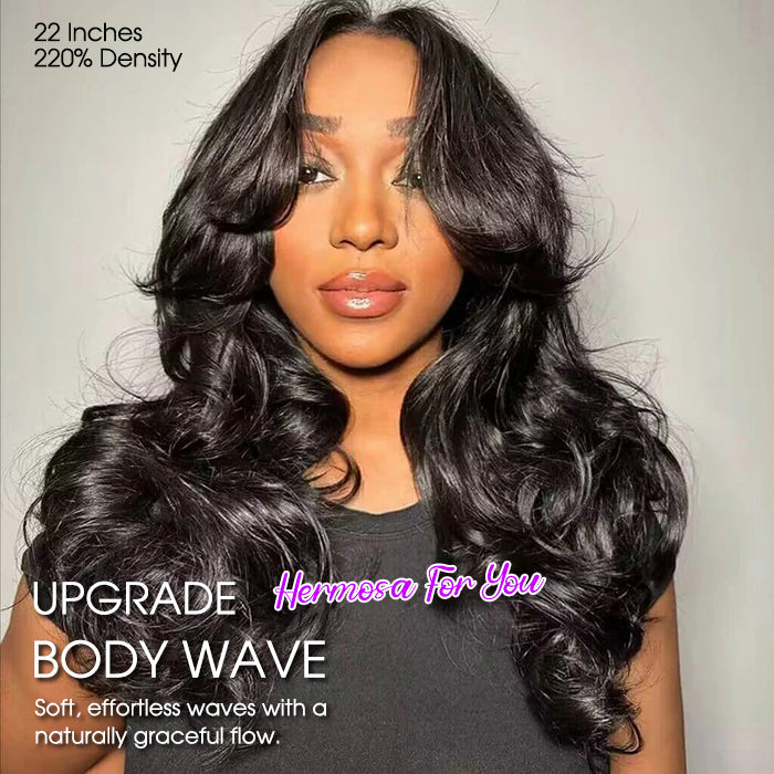 Curtain Bangs Face-Framing Upgraded Body Wave Glueless 13x4 13x6 HD Lace Human Hair Wigs for Women