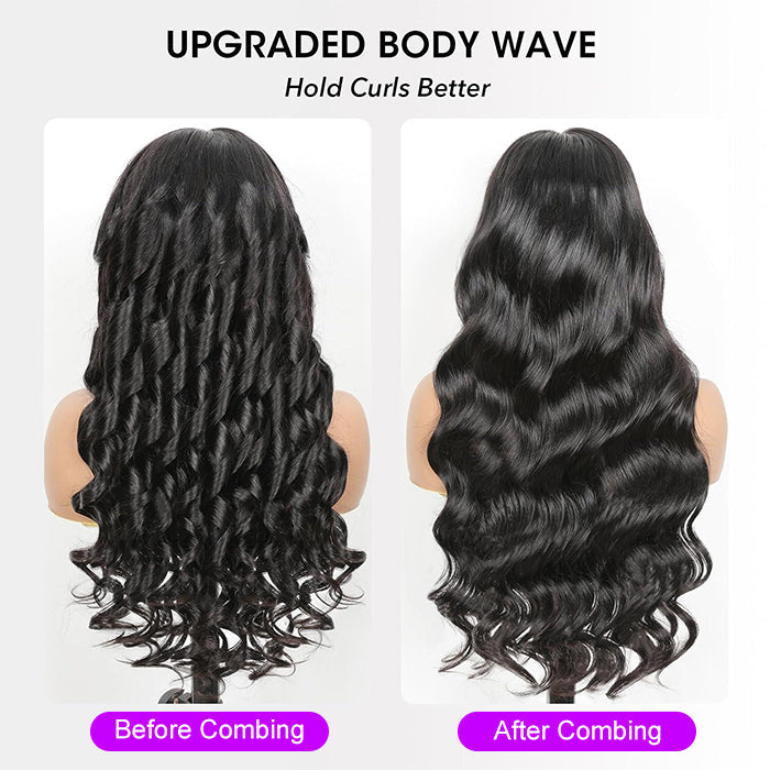 Curtain Bangs Face-Framing Upgraded Body Wave Glueless 13x4 13x6 HD Lace Human Hair Wigs for Women