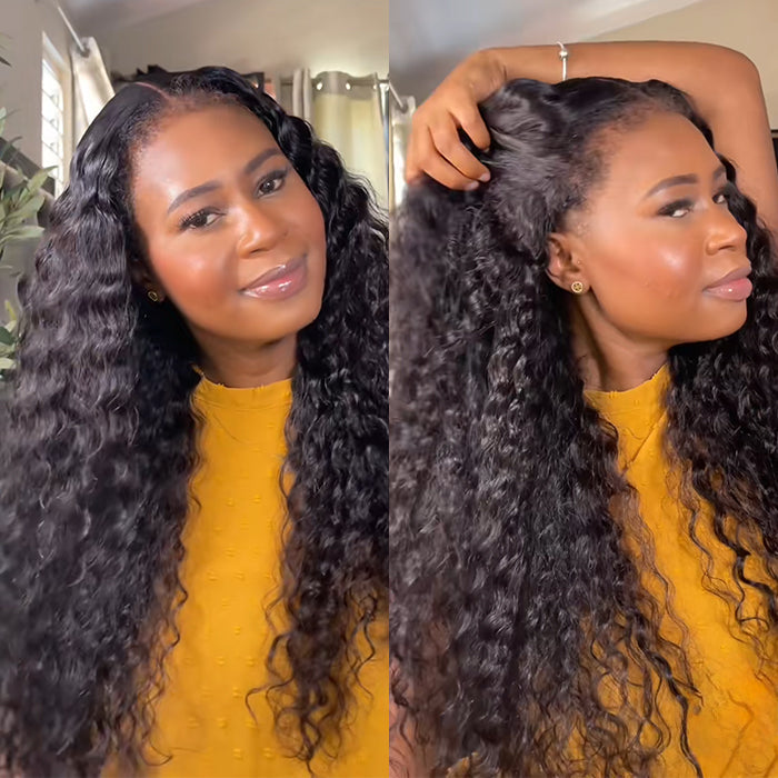 4C Edges Hairline Wig Deep Wave 8x5/13x6 HD Lace Front Wigs Human Hair With Curly Baby Hair Realistic Hairline