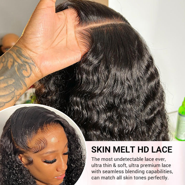 Glueless Water Wave 4x4 Pre Cut Lace Put on go® Wigs Pre Plucked & Pre Bleached Human Hair Wigs