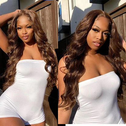 #4 Chocolate Brown Color Glueless Ready & Go Wig 8*5 Pre Cut HD Lace Closure Wigs