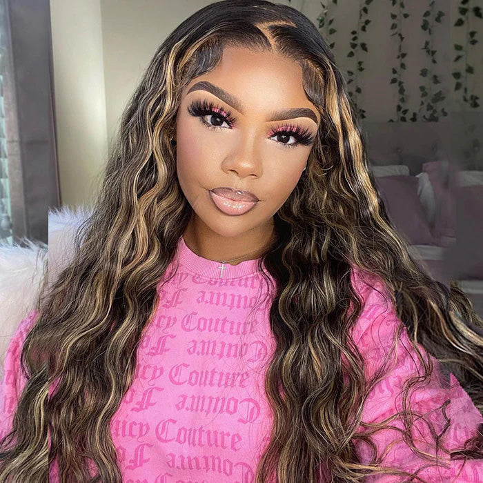 Blonde Highlight 8*5 Pre Cut HD Lace Closure Wigs Glueless Ready & Go Wig #MB/27 Color