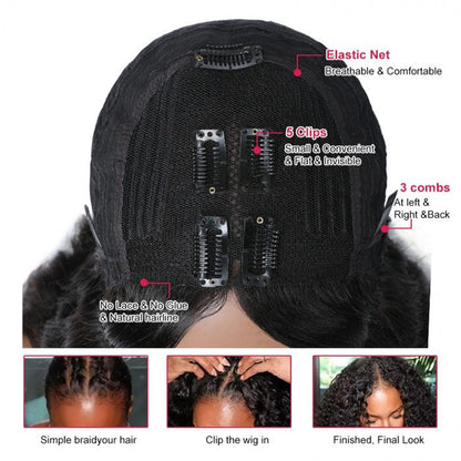 Deep Wave 4/27 Blonde Highlights V/U Part Human Hair Wig Beginner Friendly No Lace Meets Real Scalp