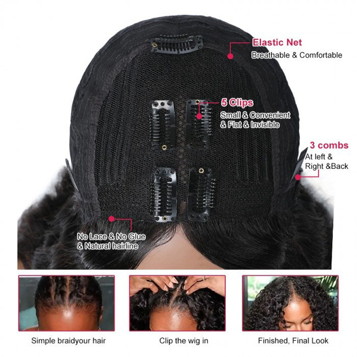 No Leave Out V/U Part Wig Deep Wave Human Hair Wigs Beginnger Friendly Easy Install